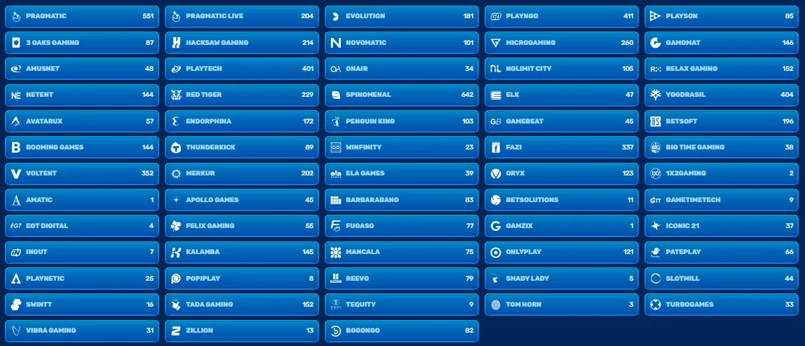 Spinfin Casino Providers